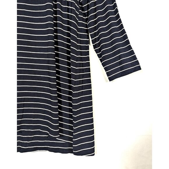 J Jill Wearever Navy Blue White Striped Top Sz M Scoop Neck 3/4 Sleeve Nautical - Picture 5 of 8